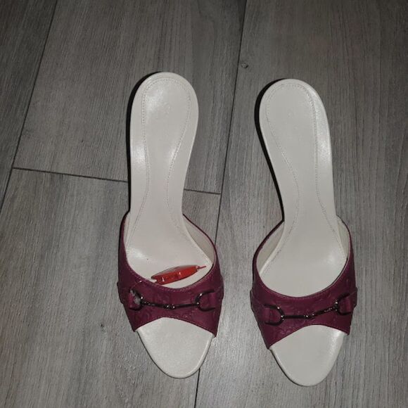 GUCCI Women's Purple Guccissima Leather Open-Toe Horsebit Mules Size 38C - Picture 6 of 14